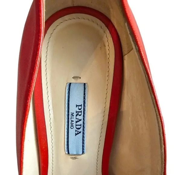 Prada Capretto Platform Pumps Red‎ Size 38.5 - Picture 6 of 15